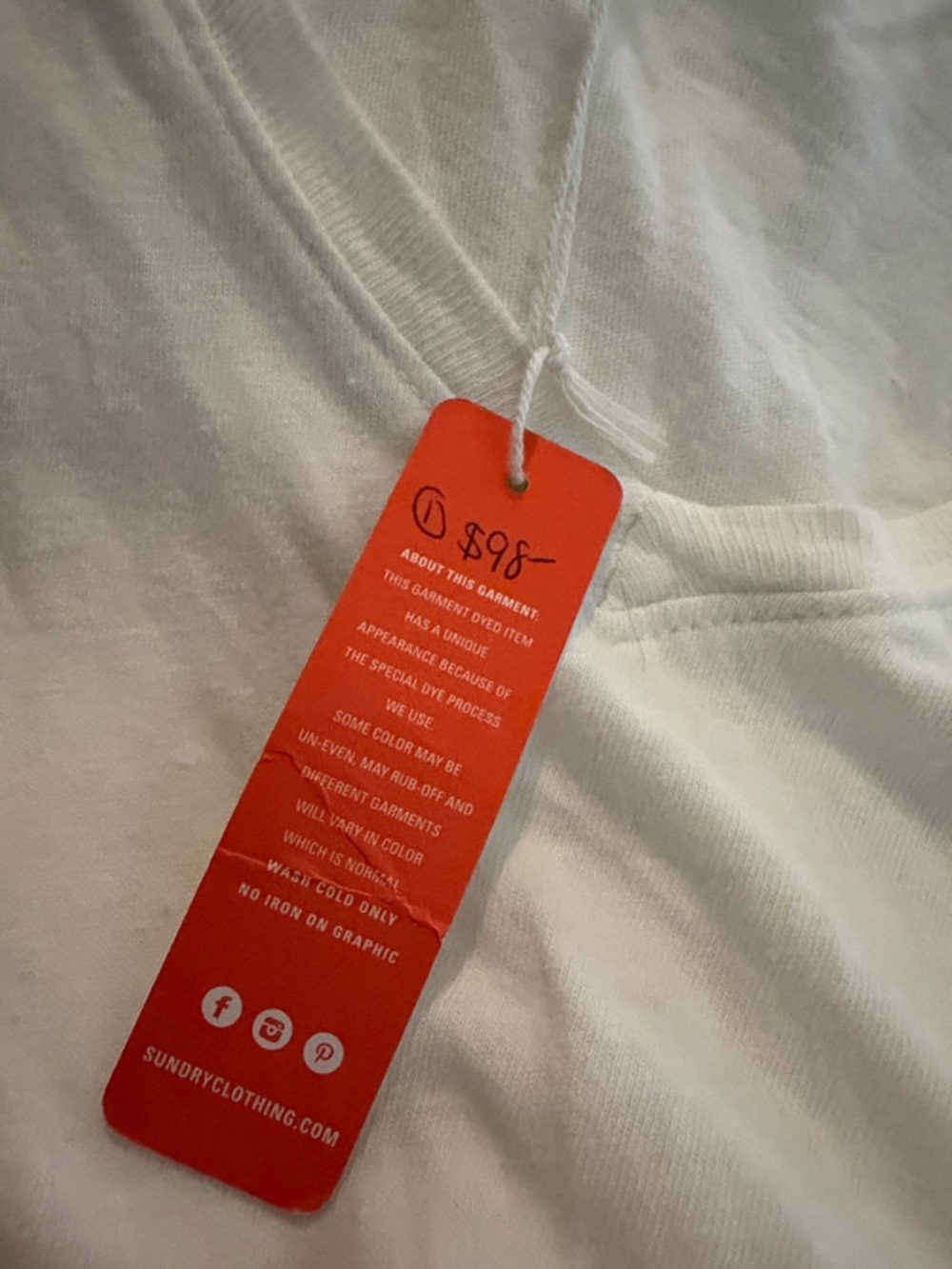 Sundry White V-Neck Short Sleeve Tee - Picture 4 of 6